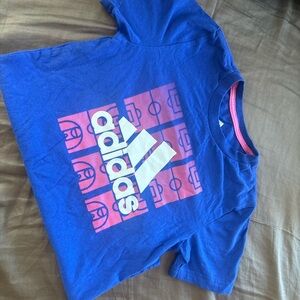 Adidas Kids Blue and Pink Graphic Tee